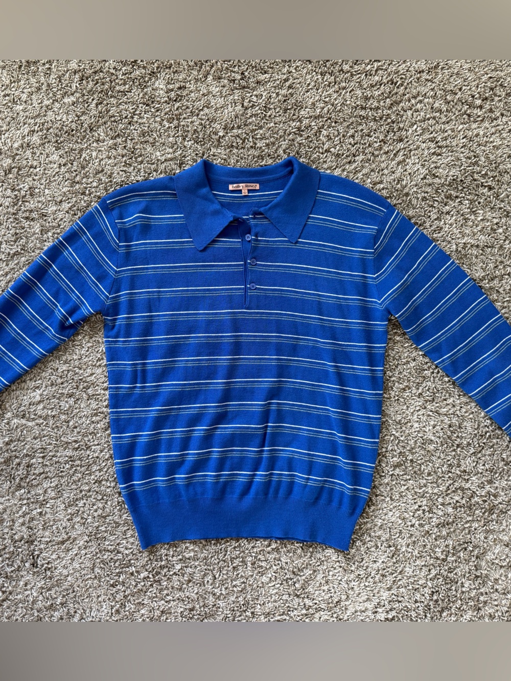 Blue Striped Polo Sweater